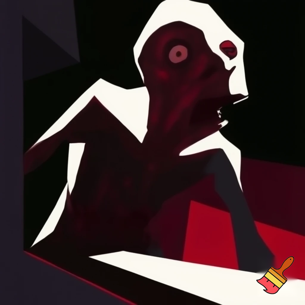 Minimalista, german expresionism, horror creature 