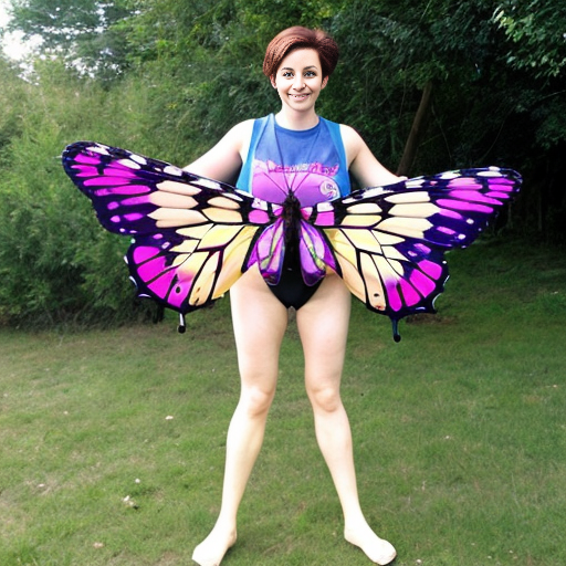 a Lifesize butterfly with human legs
