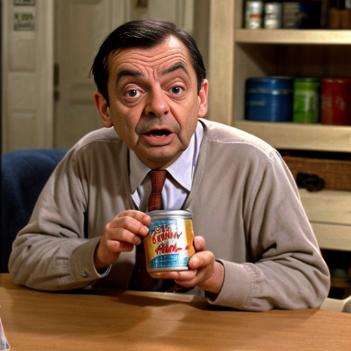 mr bean eat a can of beans
