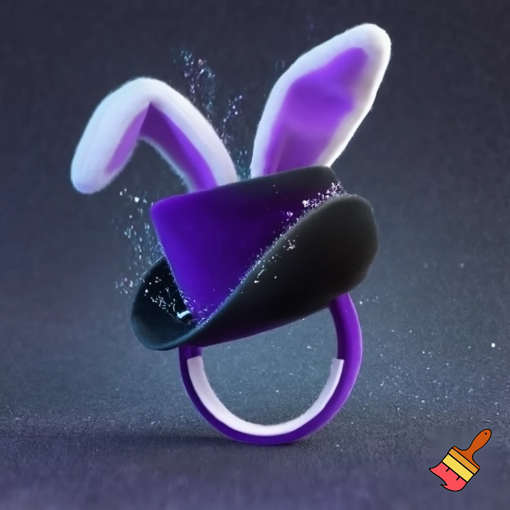 Black top hat with bunny ears velvet white and purple purple and white headband fabric and velvet glitter, purple and pink special present true special and delicate velvet white purple Easter bunny is Ben