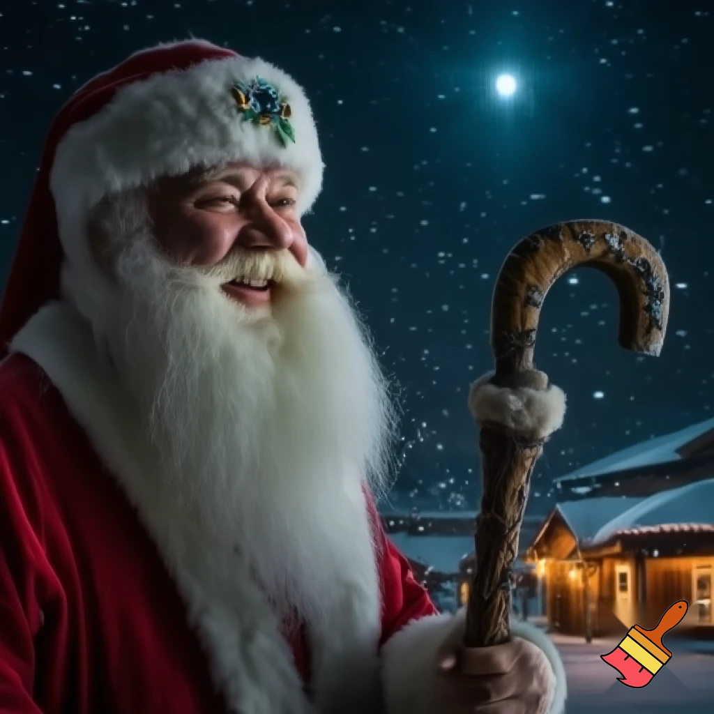 Santa Claus, Russia walking stick with the start the real Santa Claus
A star
