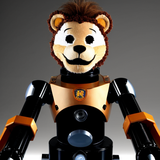 tony the lion puppet in a mech suit