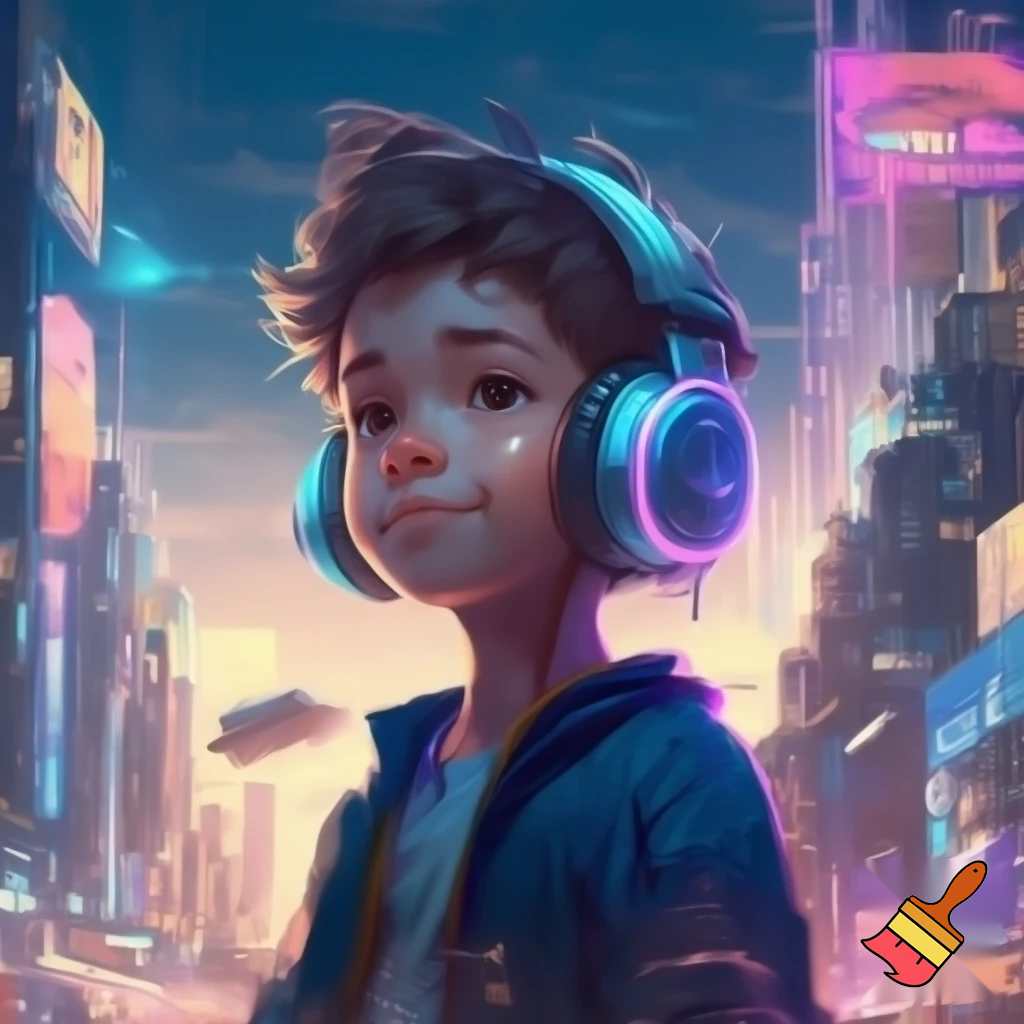 Cool boy with headphones 