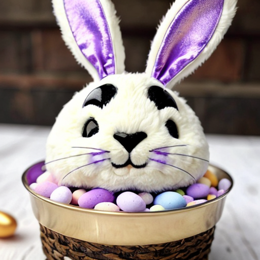 Easter bunny top hat headband, purple and white with gold