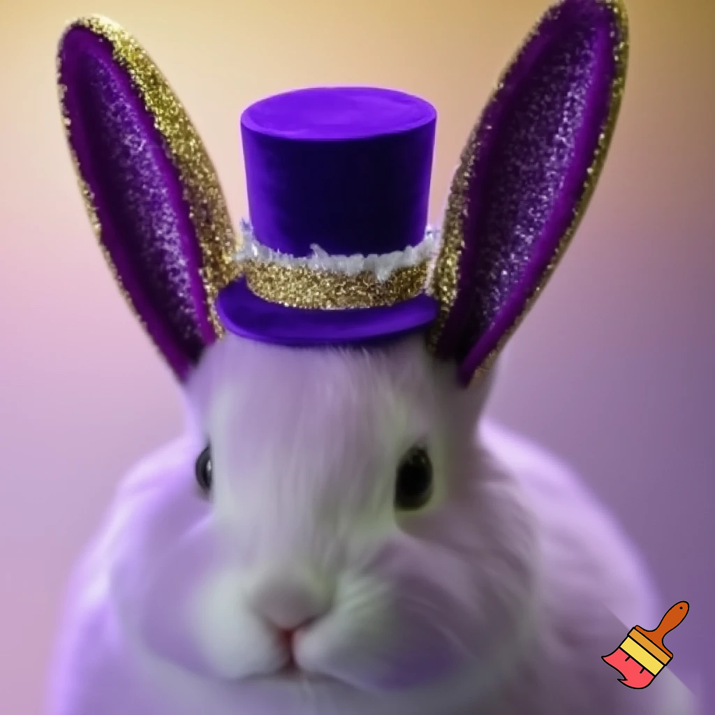 Purple and gold top hat velvet glitter gold purple purple and white purple and white Easter bunny is ears