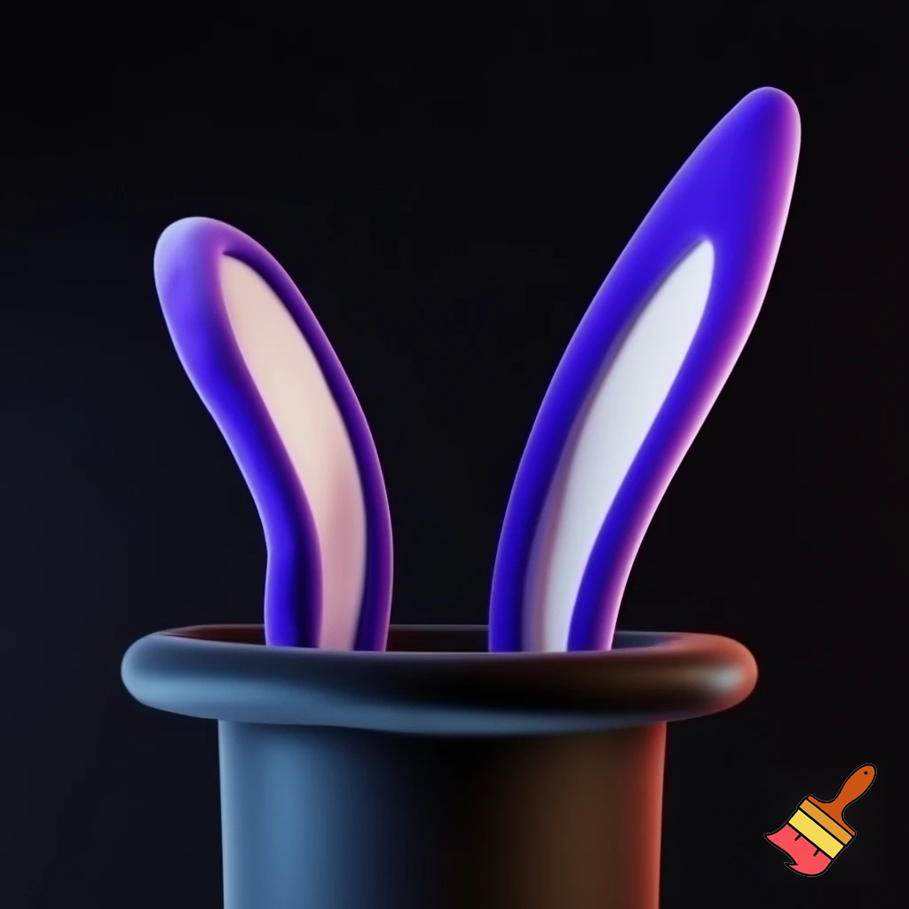 Black top hat with bunny ears velvet white and purple purple and white
