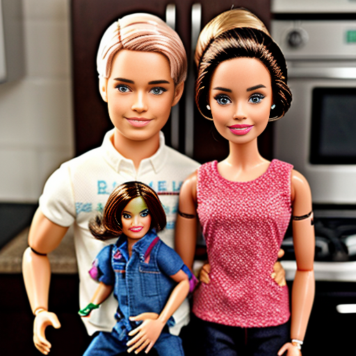 make barbie and ken kids and put them in a photo with there dad