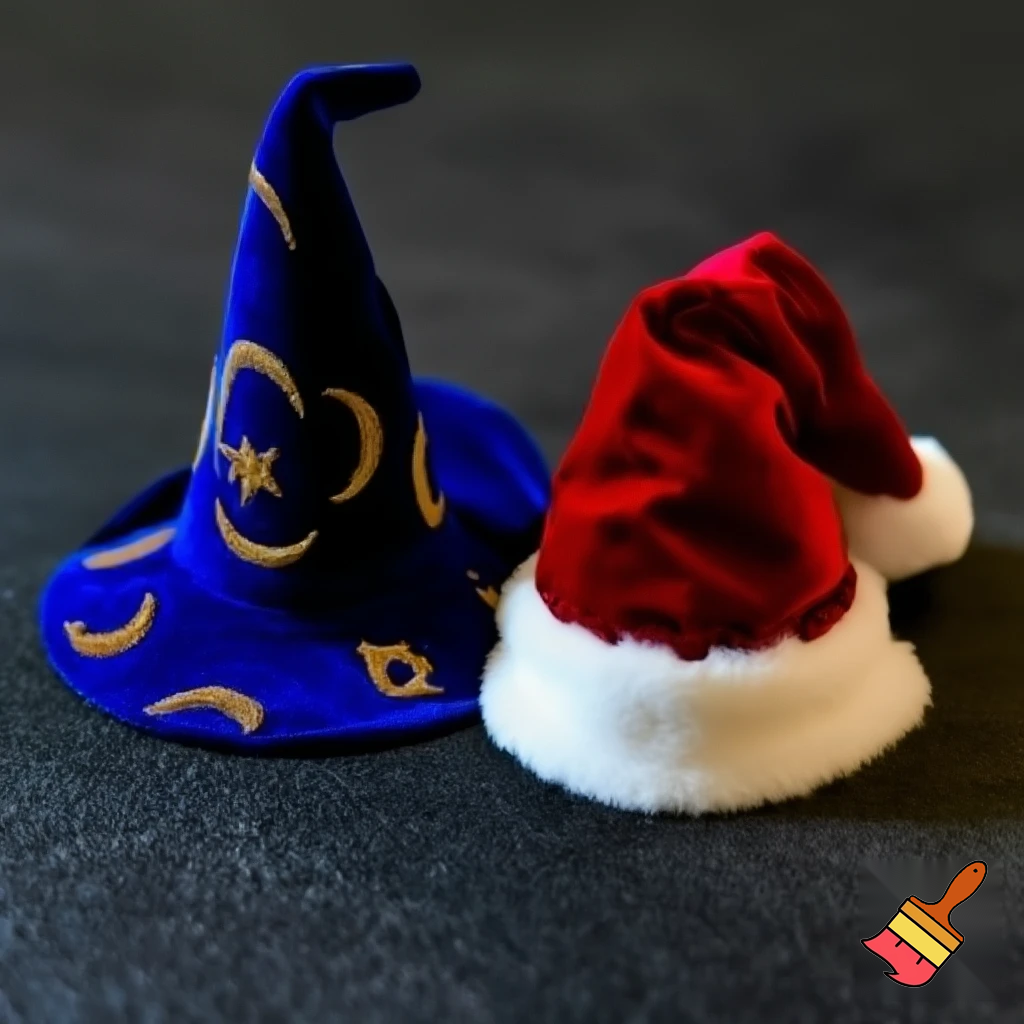 Christmas wizard hat written and velvet Santa Claus hat