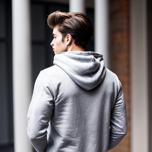 Stylish boy with hoody back pose