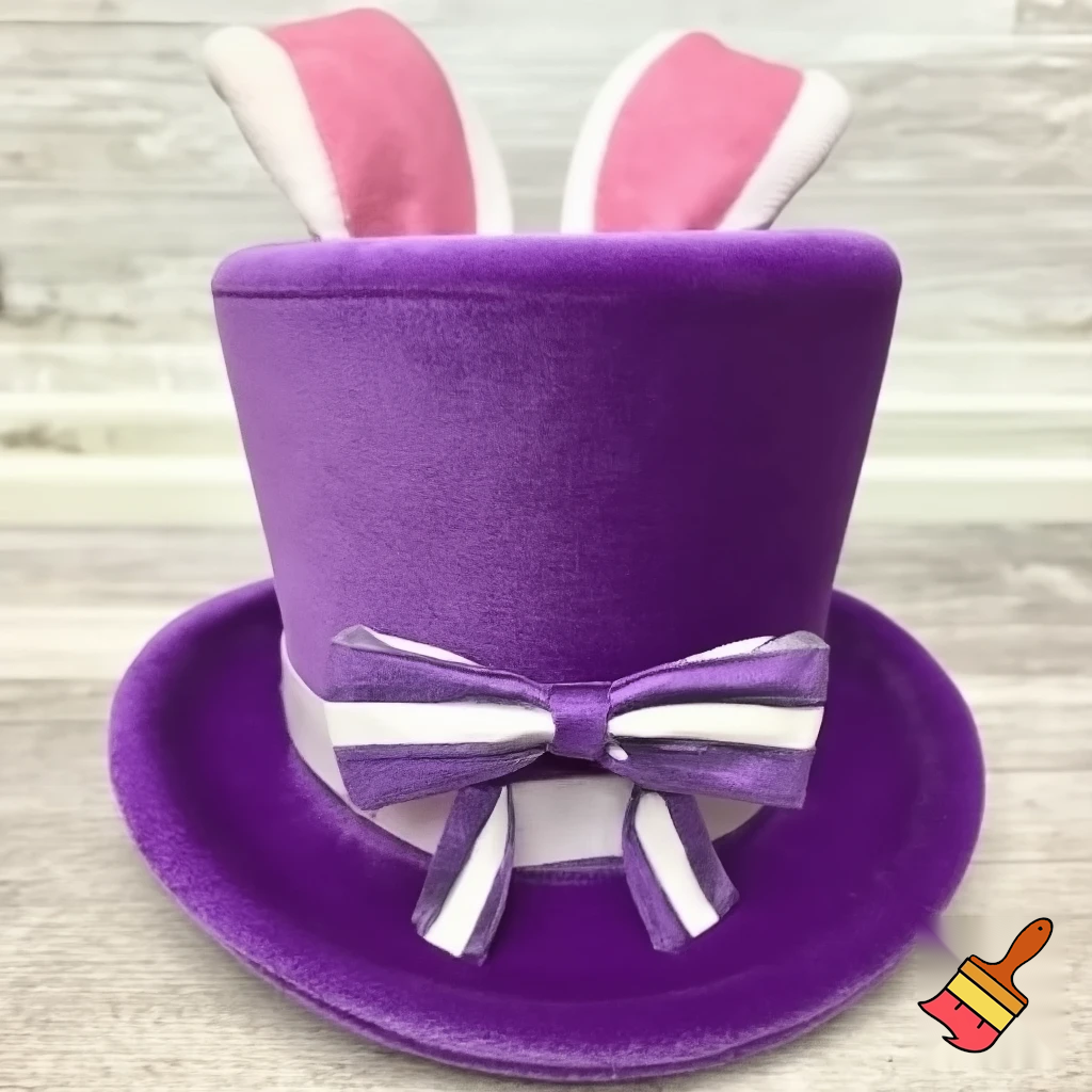 Easter bunny headband, top hat, Easter hat headband, top hat, purple and white, purple and white velvet top hat