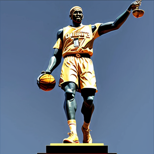 100 foot statue of Karmelo Anthony holding scales of justice