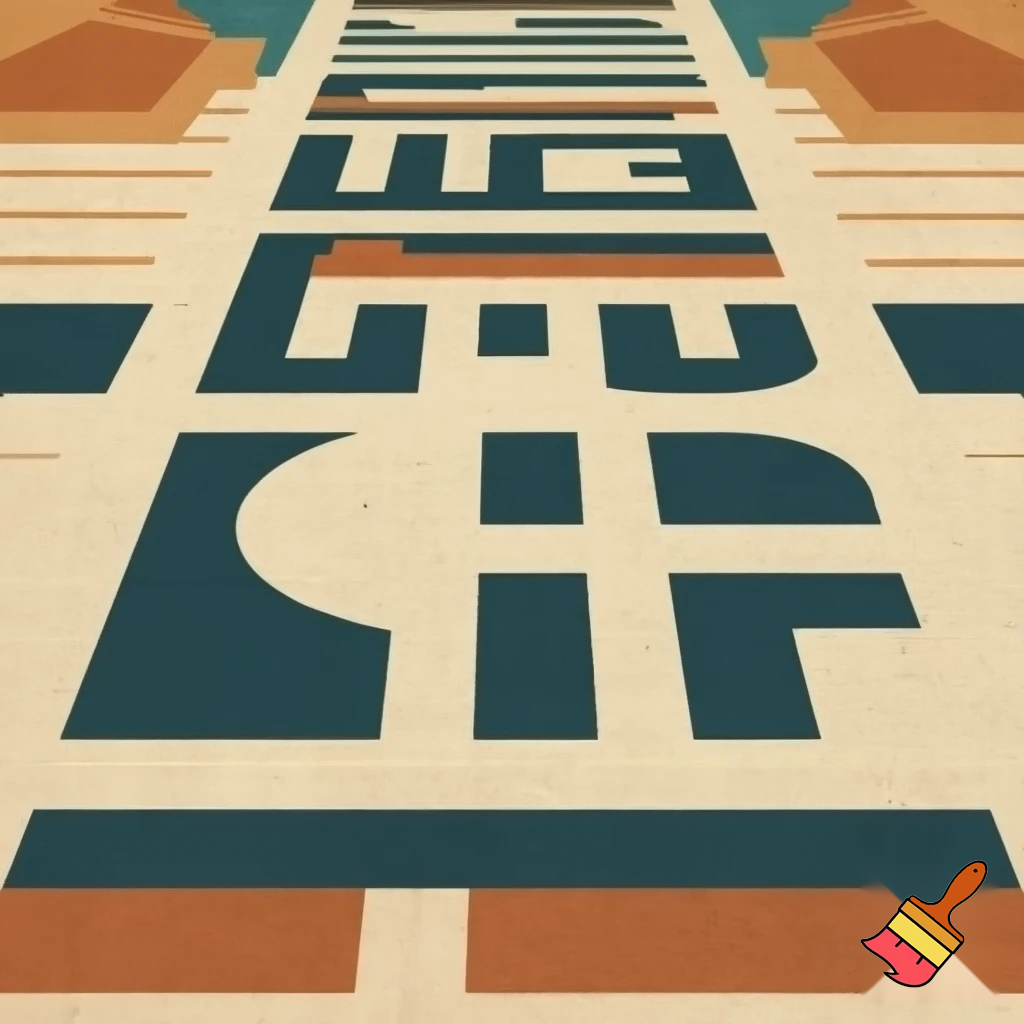 a 1 point perspective 1930s poster with some thing to do with wordle