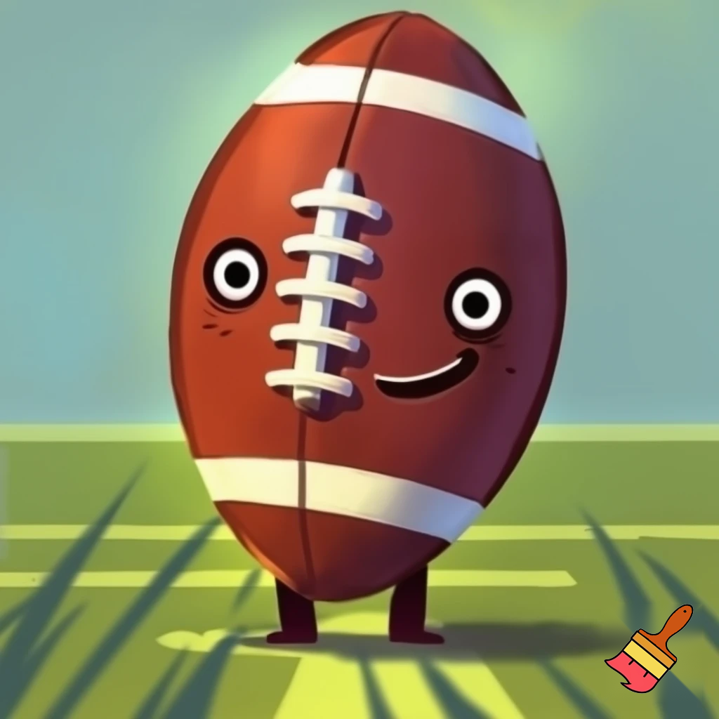 a cartoon American football with a cartoon face on it