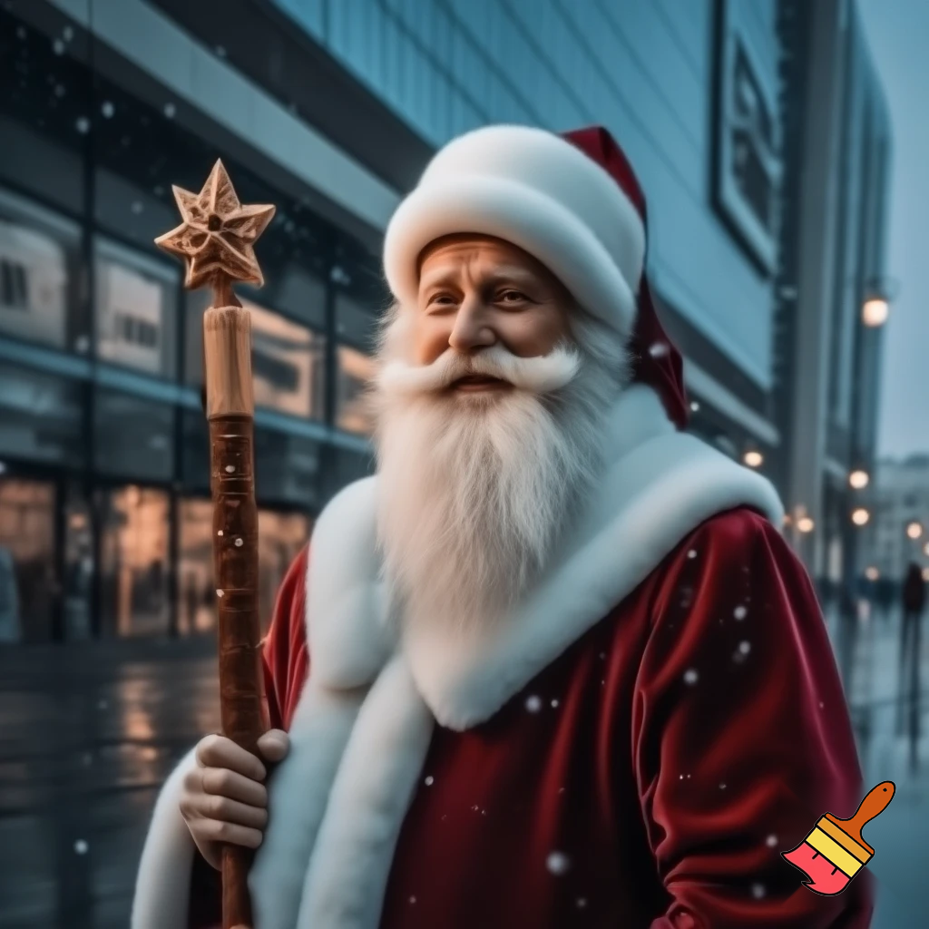  Santa Claus, Russia walking stick with a star shopping centre the real Santa Claus