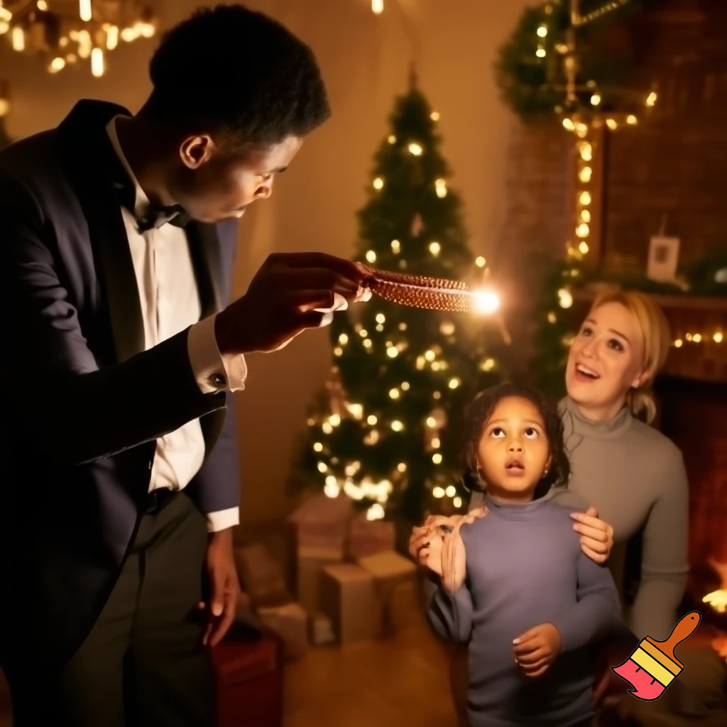 Magic magic Christmas magician an adult kid an adult kid wand magic wand