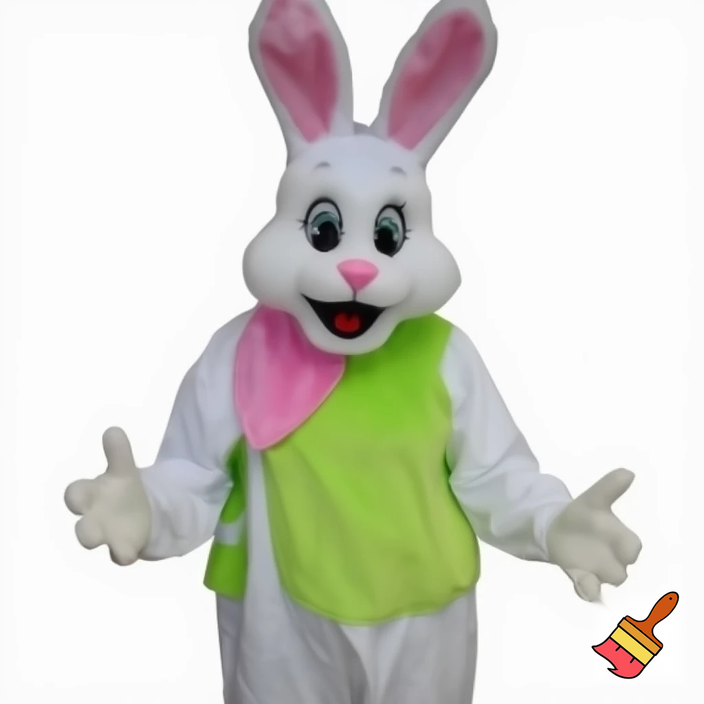 Easter bunny mascot costume, real person top hat