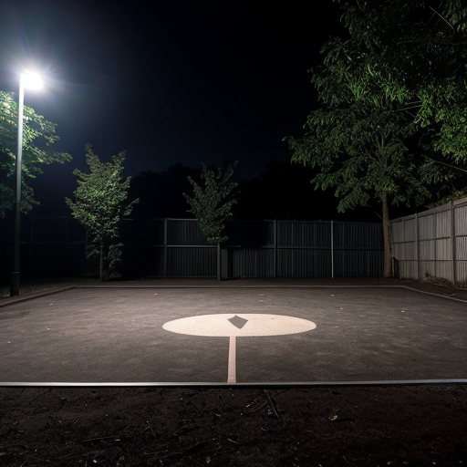 An early 2000s digital photo of an empty dark playground thats strangely clean, the only light is the one coming from the camera flash, the place gives an uncanny feeling, and the picture is slightly tilted and noisy 