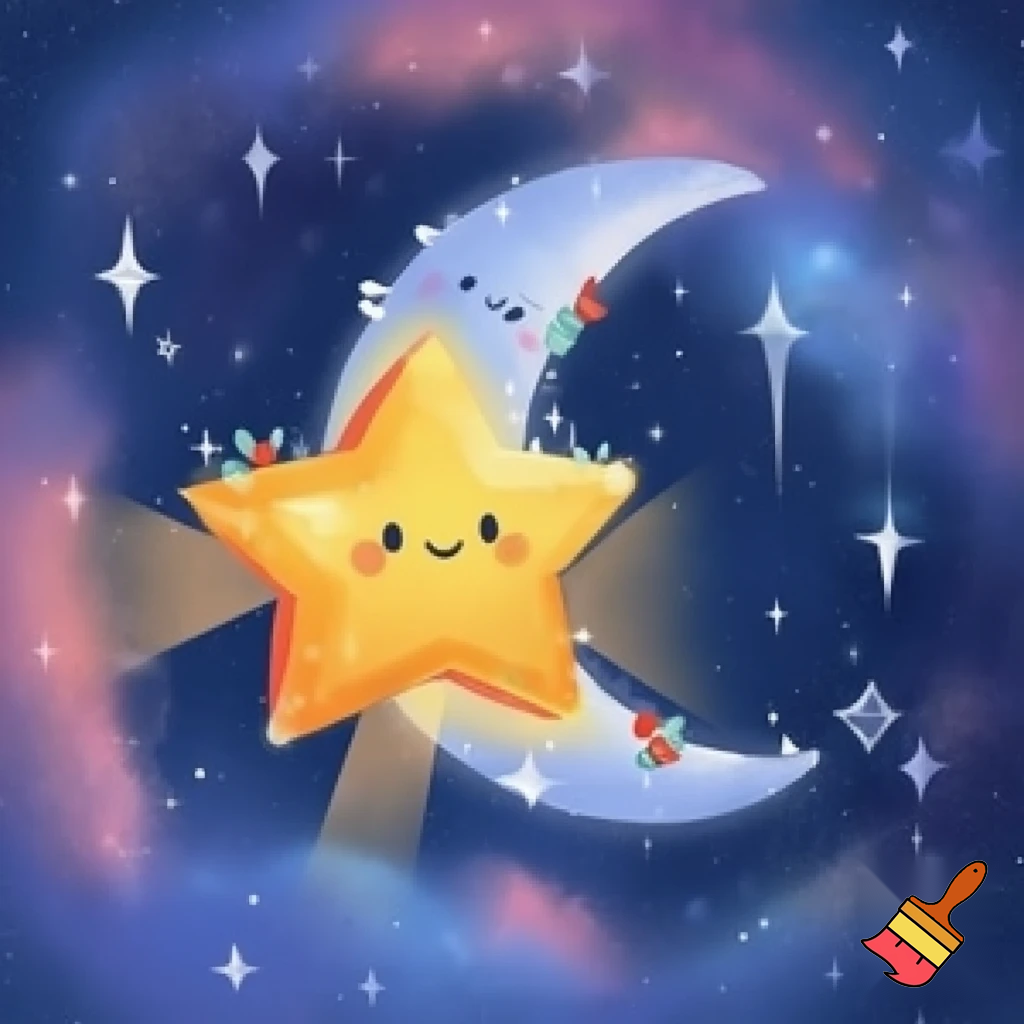 Star and the moon christmas cartoon