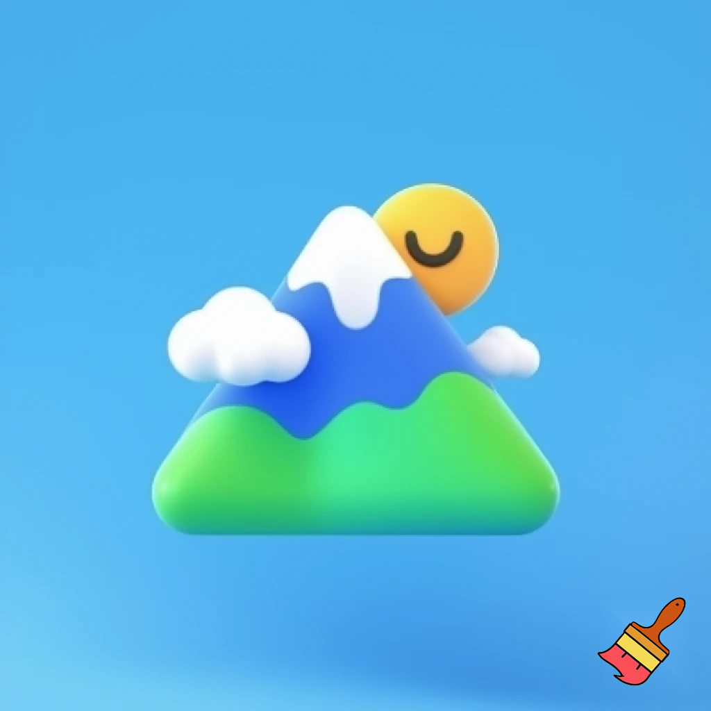 single icon of mountain in cartoon style 