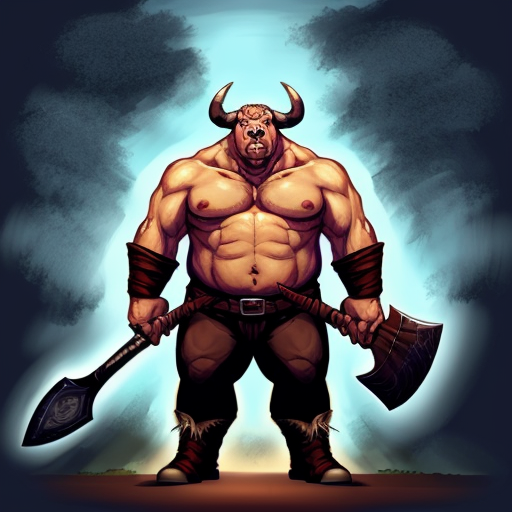 In the Dnd universe. A large bull man holding a large axe