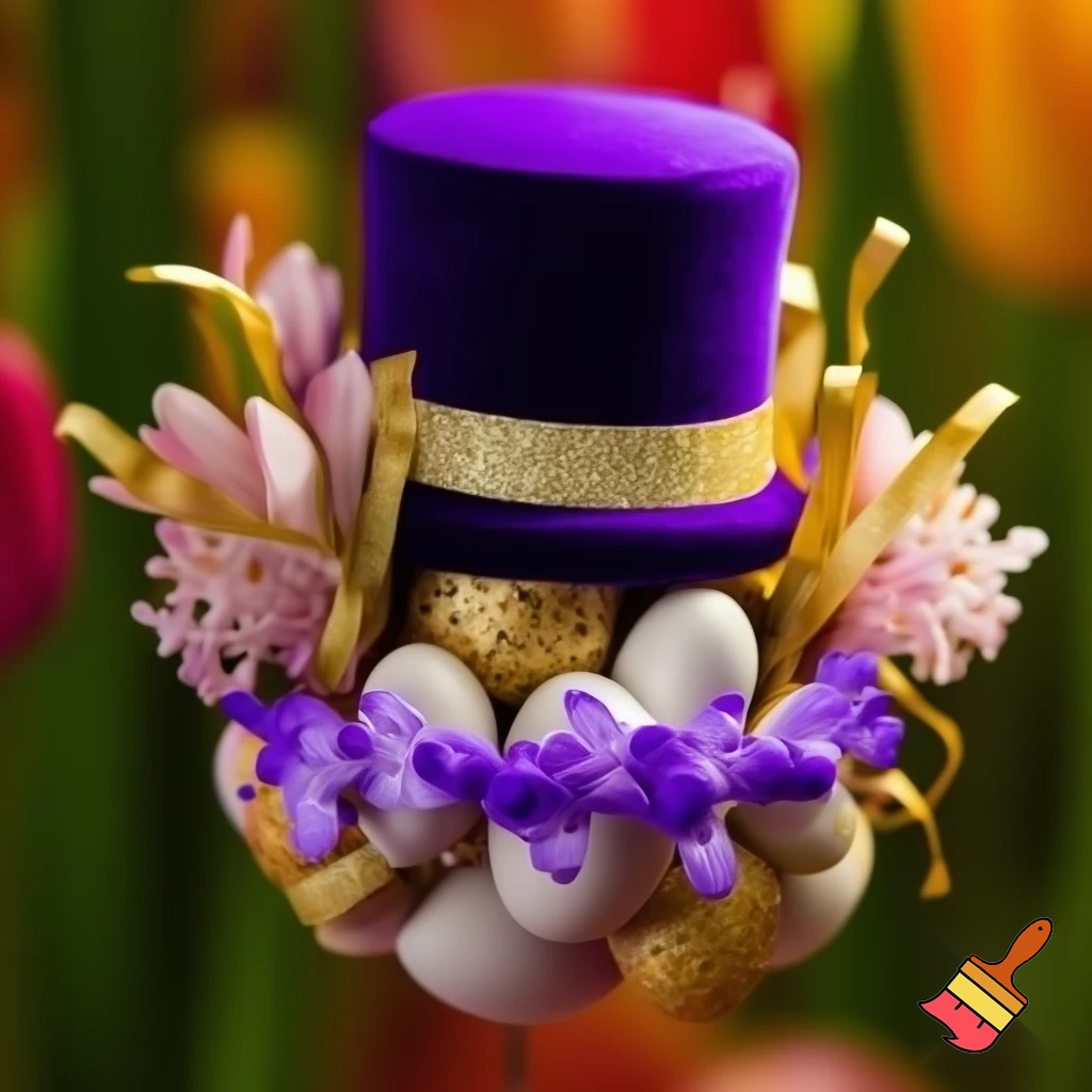 Easter bunny top hat, Easter balcony headband, purple and gold headband top hat