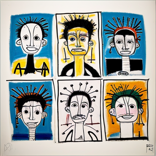 fill a circle with Miro and Basquiat type features