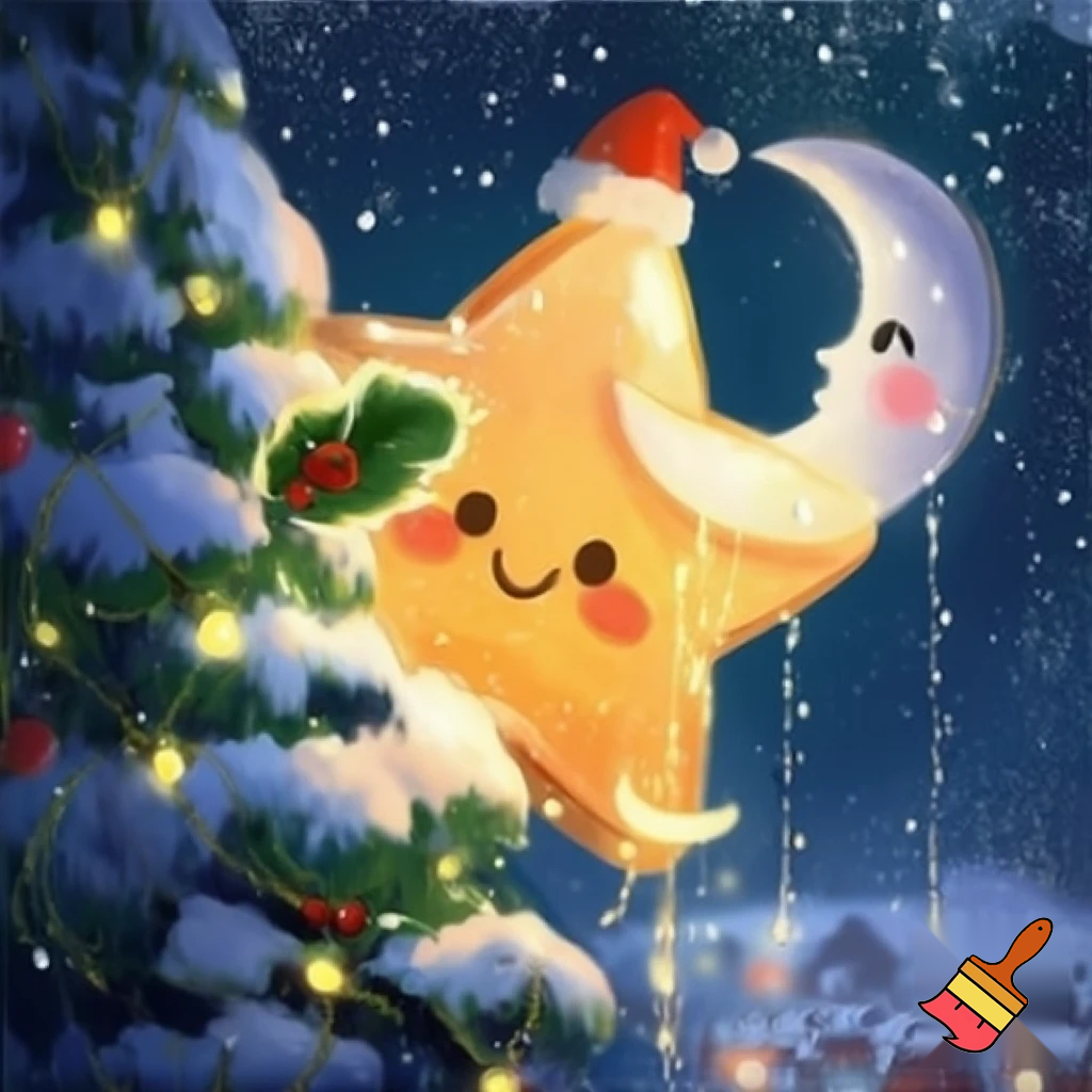 Star and the moon christmas cartoon