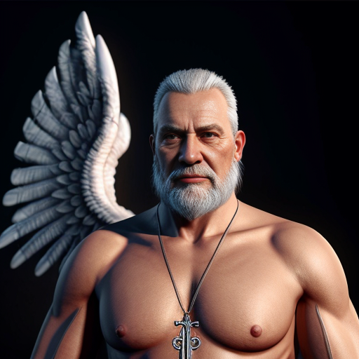 сделай патриарха Кирилла с нимбом и крыльями в реалистичном стиле