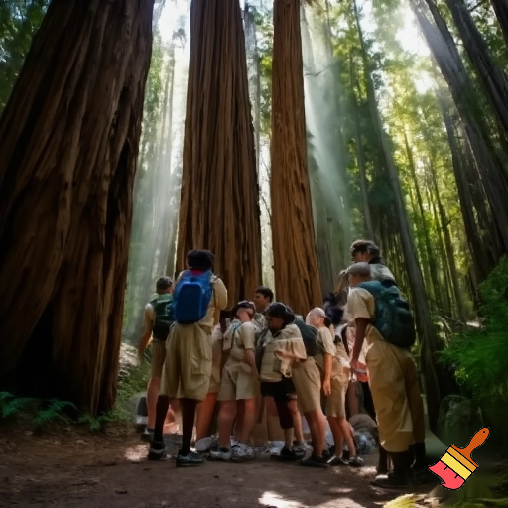 scouts in redwood forest