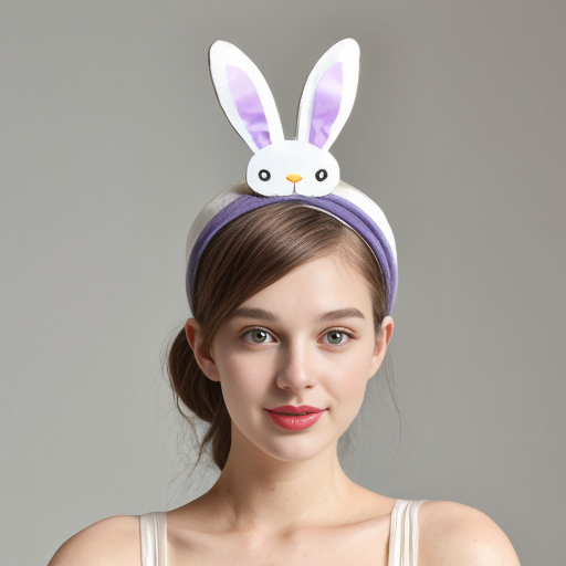 Easter bunny top hat headband, white and purple and gold