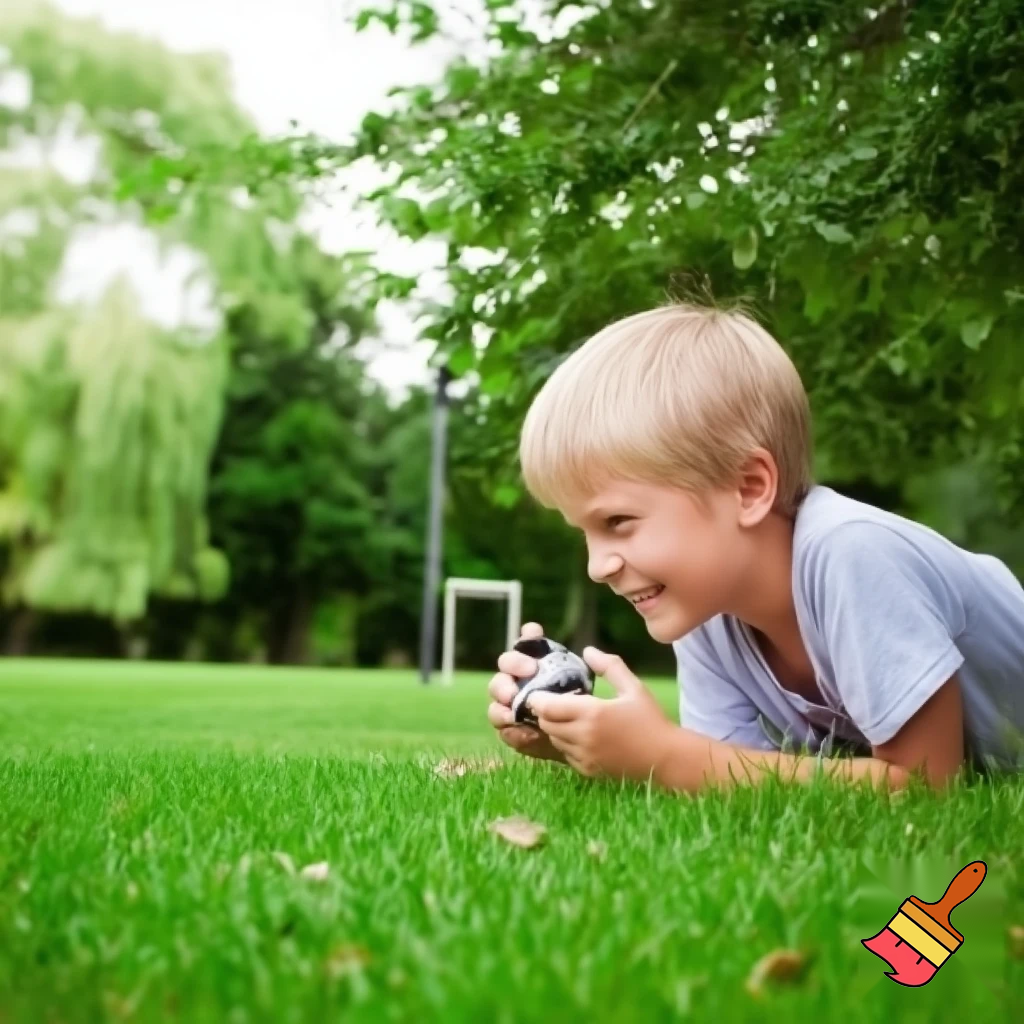 عکس بساز از یک پسر درحال بازی در پارک