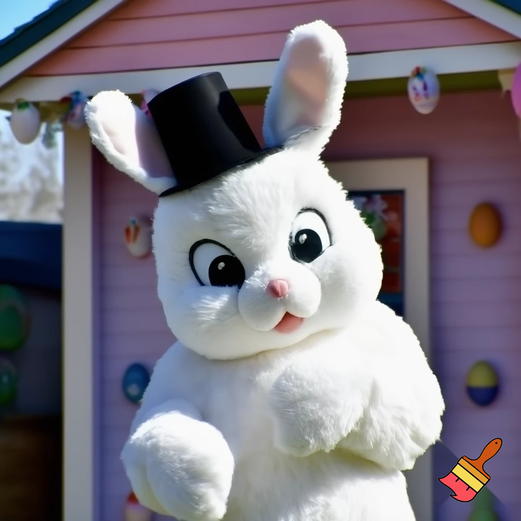 Easter bunny mascot costume top hat Easter only sells house