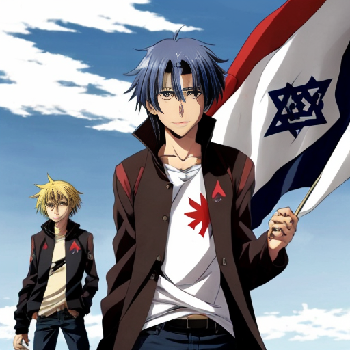 anime charachter REBELLING against WOKE and include ALOT of thunder 
emphasising there stanse on matter 
Put american and israely flags
