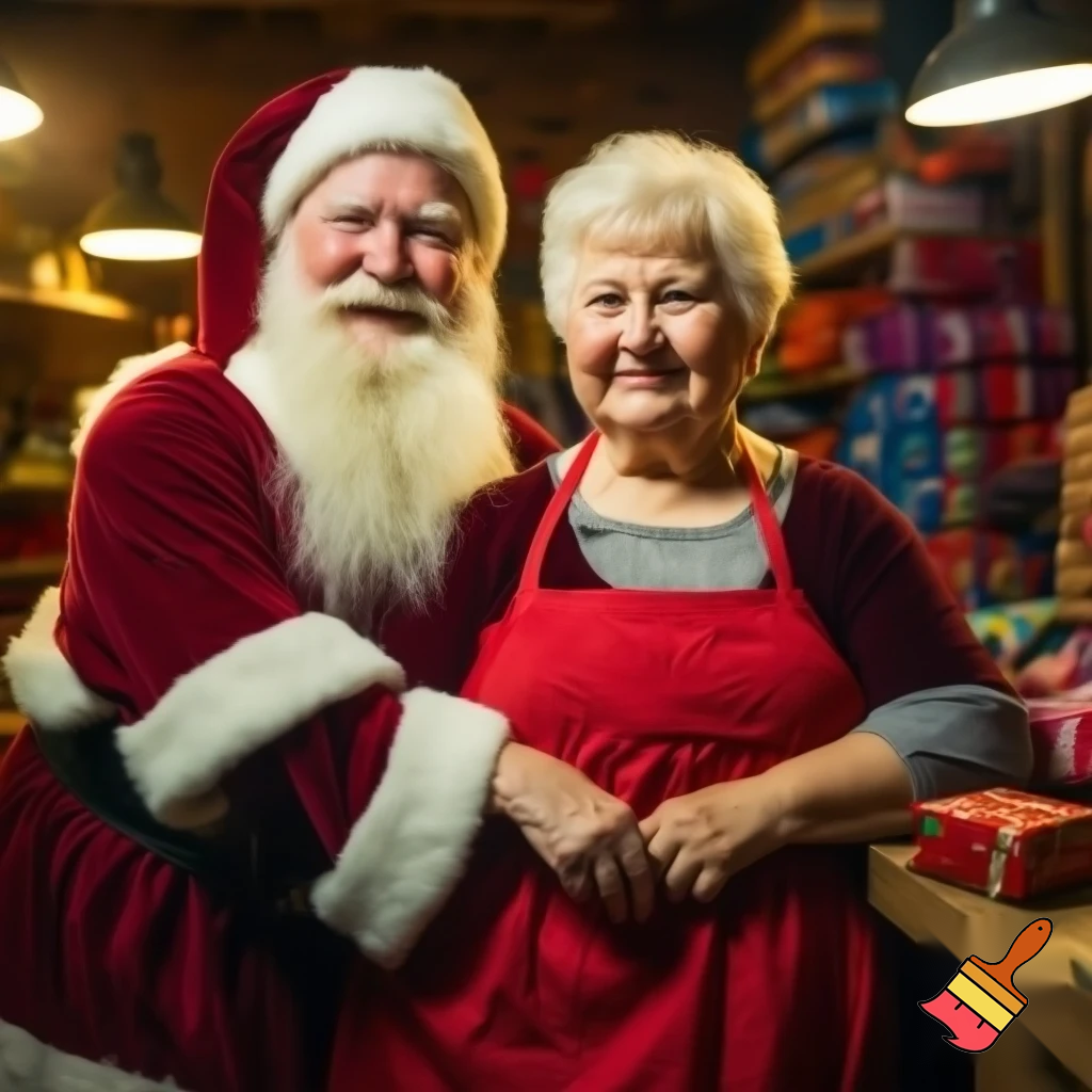 Mrs. Claus and Santa Claus.