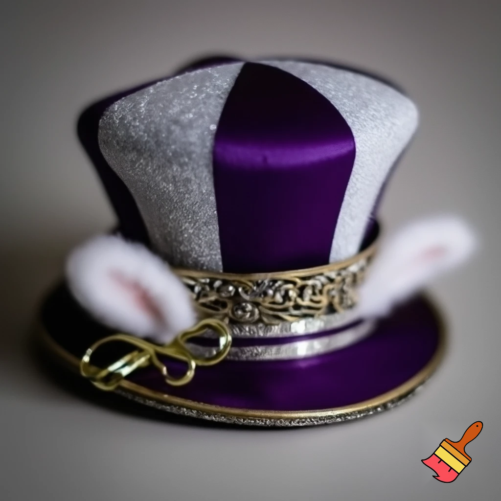 Easter bunny top hat headband, purple and white gold and silver top hat black purple dark purple