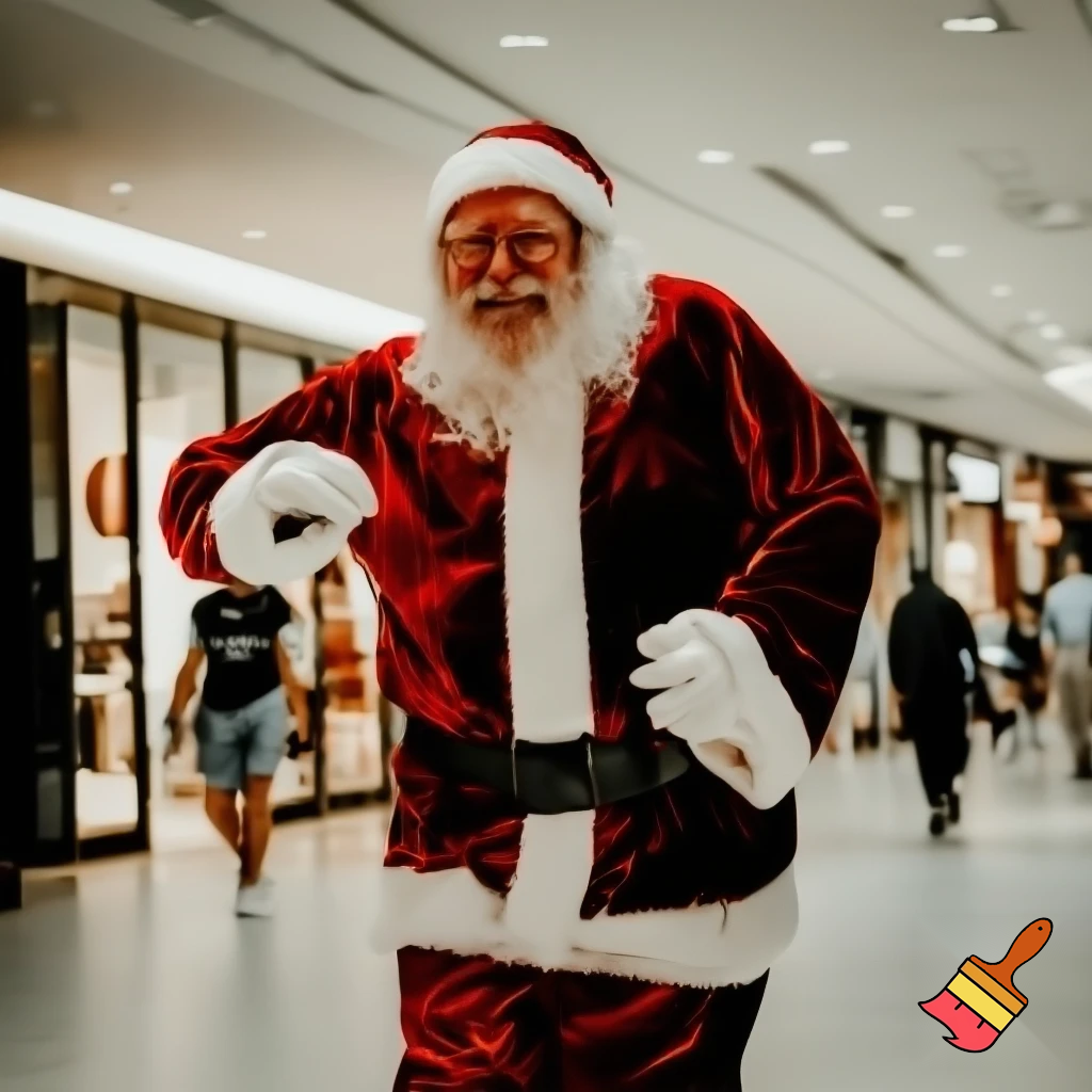 Santa Claus dancing shopping Centre walking Australian
