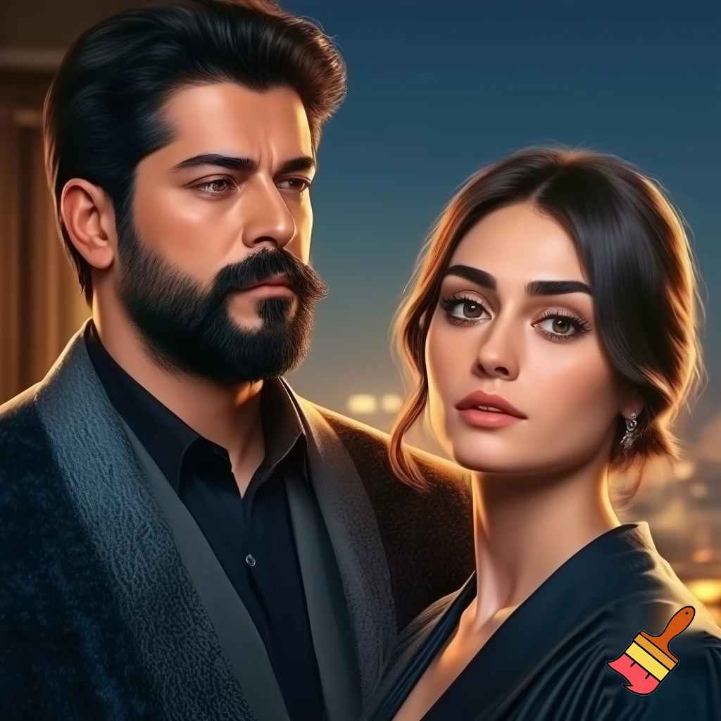 burak ozcivit and esra bilgic standing together
