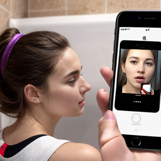 Goretzka play game on apple phone and Vanessa play game on apple phone at the bathroom 