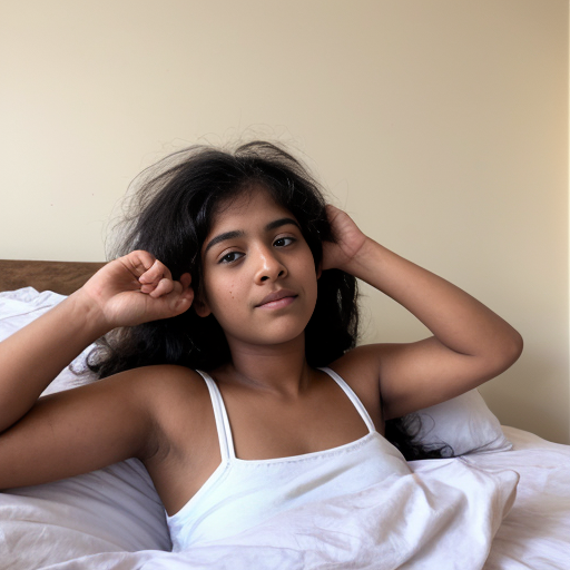 A brown girl waking up
