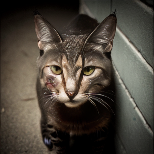 evil, sinister stare with scary smirk mugshot backround scary Feral cat