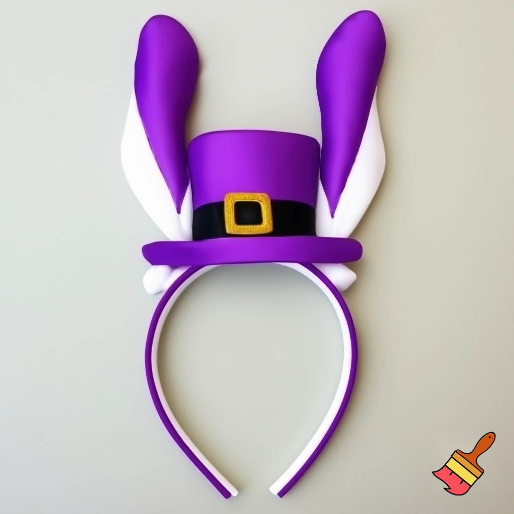  Purple and white Easter bunny headband top hat headband with gold