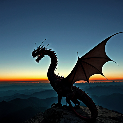 dragon at twilight background on highest mountain peak
