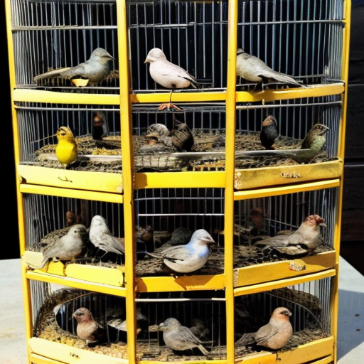 pile Of birds in one big cage