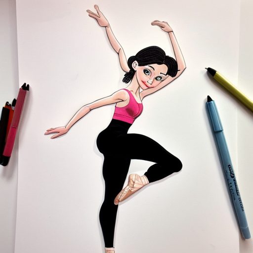Ballettänzer mit langer Leggins als minimalistische karikaturhafte Zeichnung wie mit dickem schwarzem Filzstift auf weißem Hintergrund