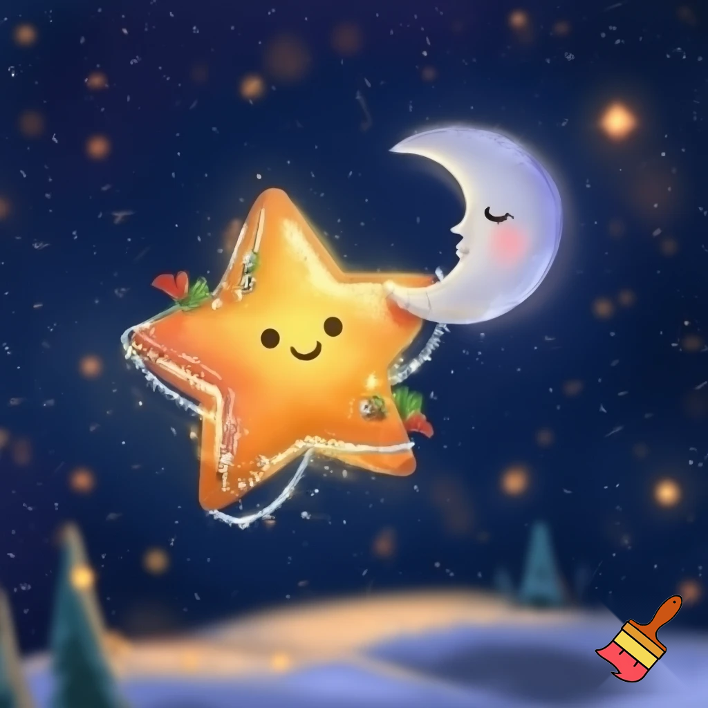 Star and the moon christmas cartoon