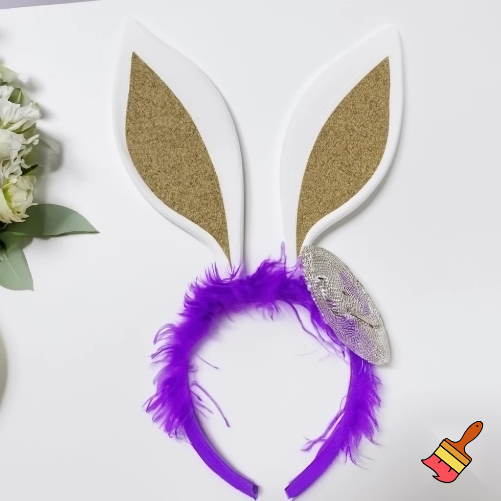 Special top hat headband Easter headband with rabbit, ears, purple and white purple and white with glitter velvet golden purple and white with glitter