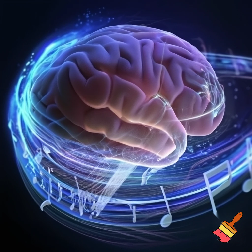 music swirling around a brain