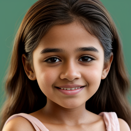 little brown girl with brown hair and brown eyes realistic cartoon
