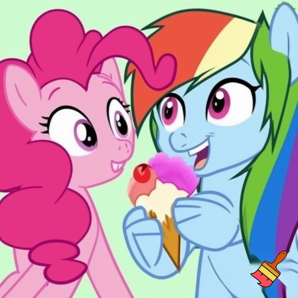  Pinkie pie and rainbow dash with ice cream 