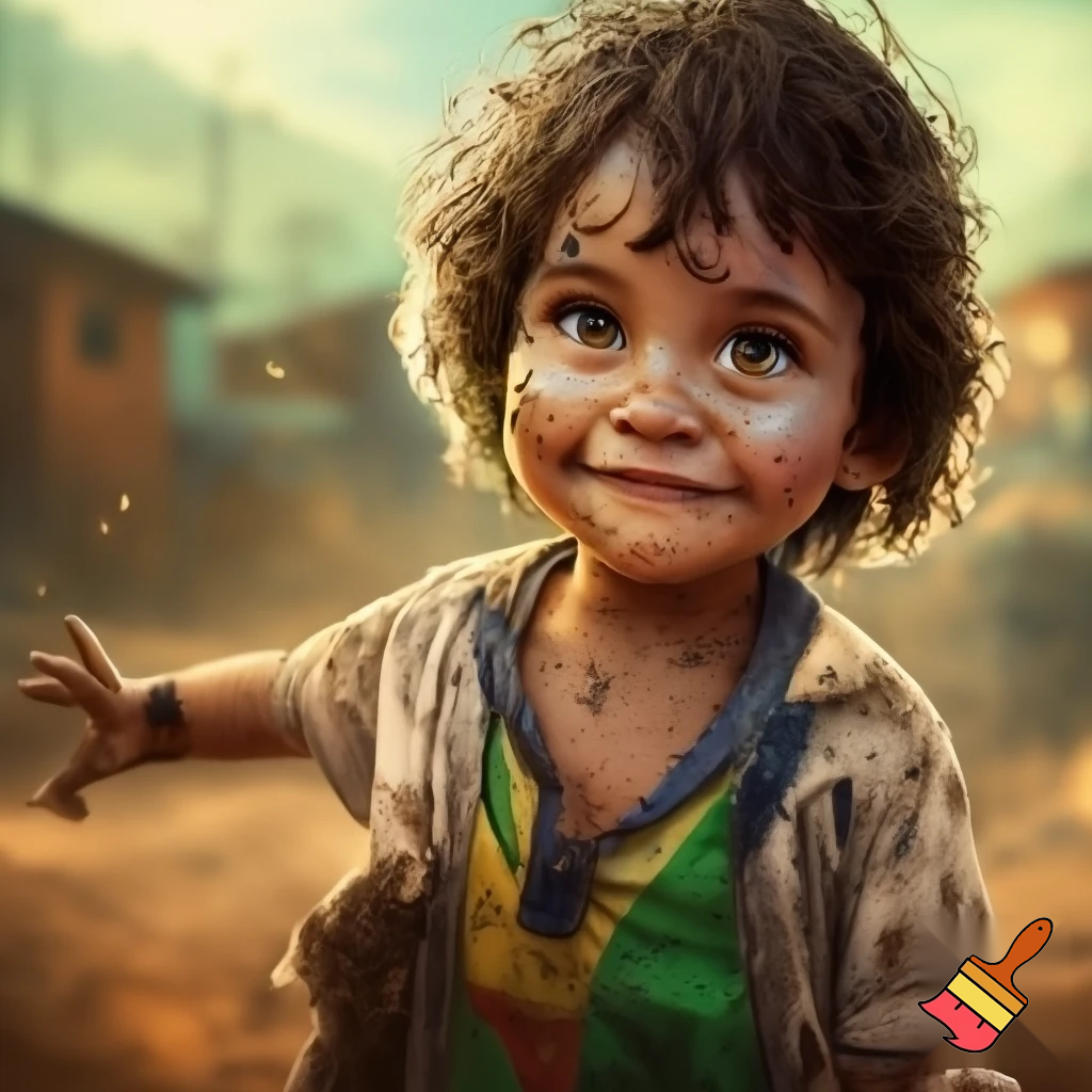 brazilian por kid with dirty klothers
